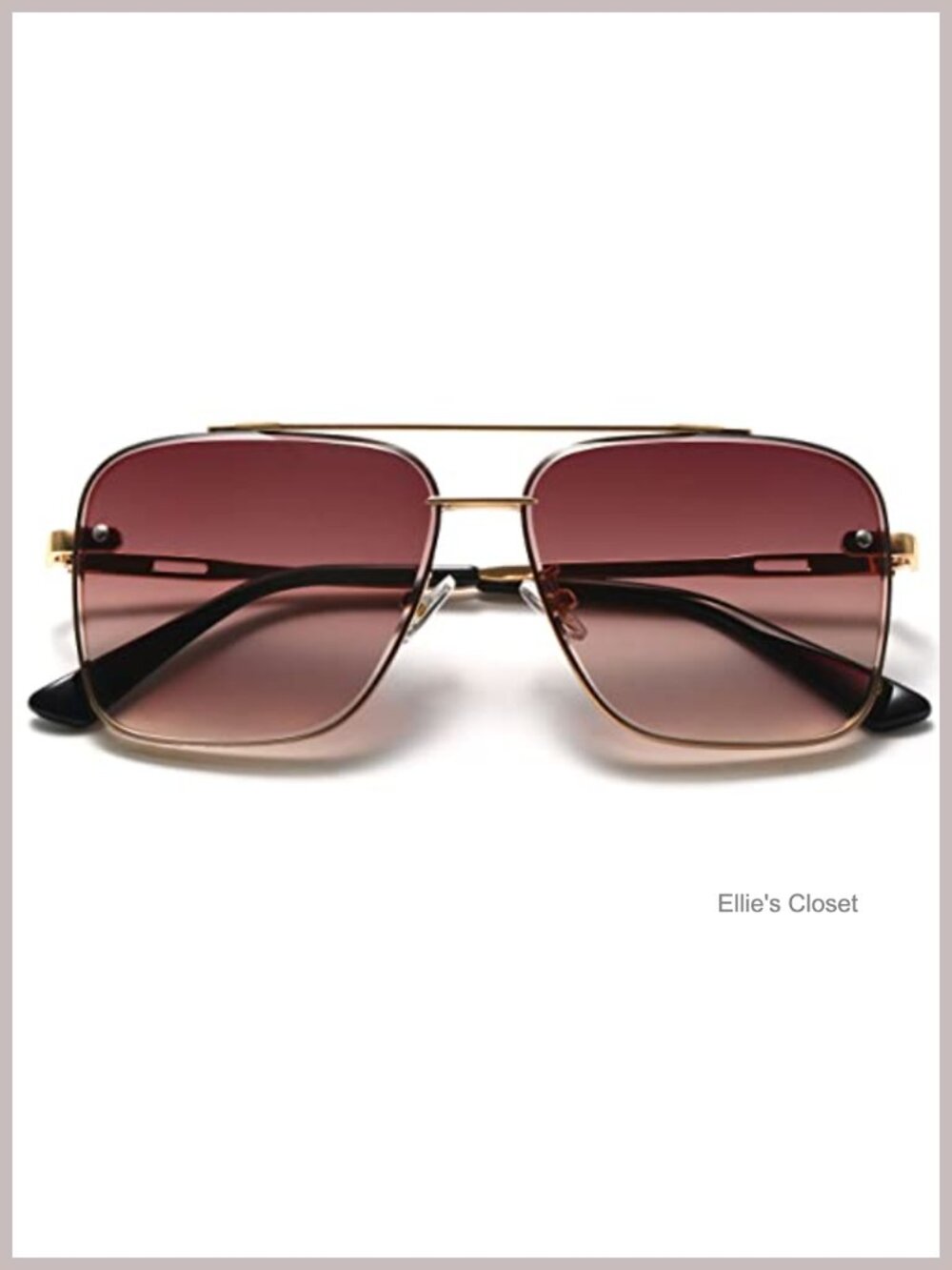 Oversized Square Aviator Sunglasses Metal Frame Tinted Lens
